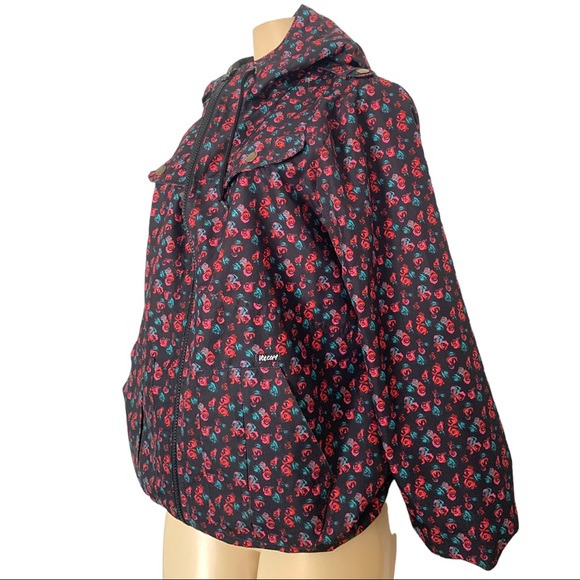 Spring Rose Floral Hooded Utility Raincoat Elastic Waist & Wrist Cuffs Medium 12 - Picture 2 of 7